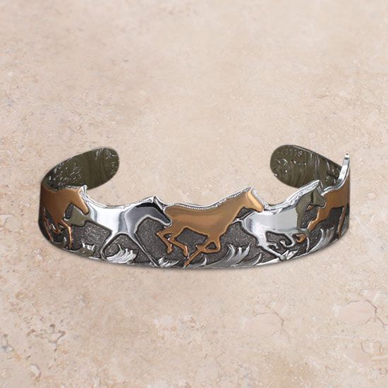 Horses of a Different Color Cuff Bracelet Curio Finish