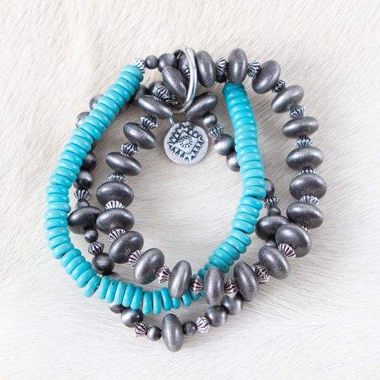 3 Strand Navajo Pearl and Turquoise Bracelet