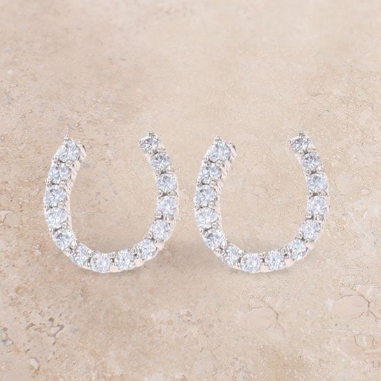 Small Rhinestone Horseshoe Earrings