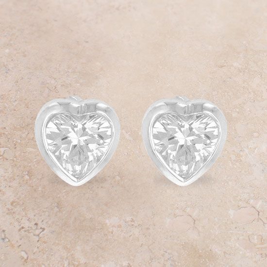Tiny Heart Crystal Post Earrings