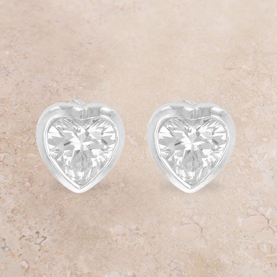 Tiny Heart Crystal Post Earrings
