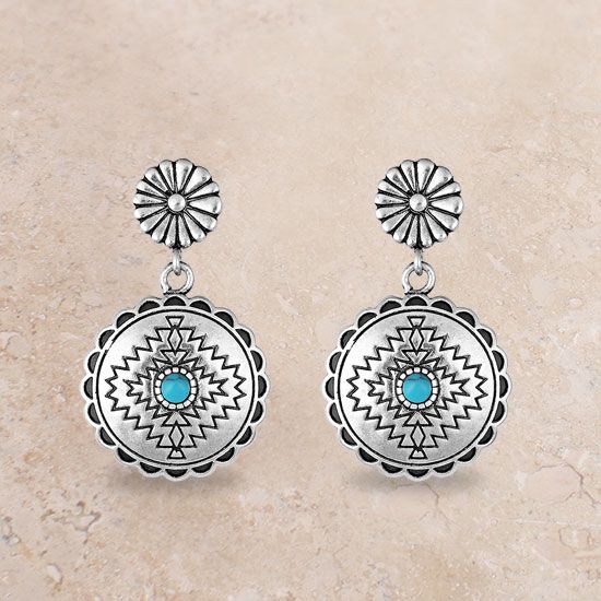 Center of the Storm Turquoise Coin Earrings