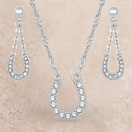 Montana Silversmiths Crystal Horseshoe Jewelry Set