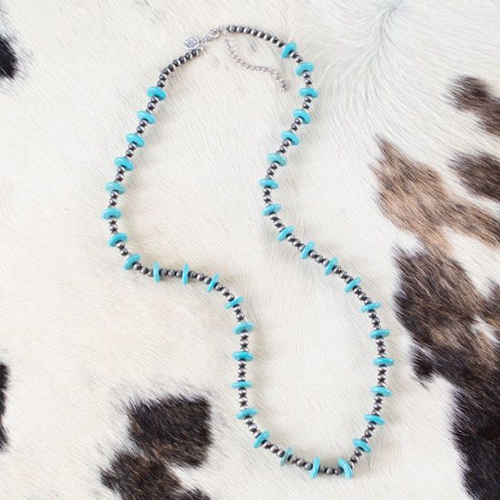 Navajo Pearl & Turquoise Disc Necklace