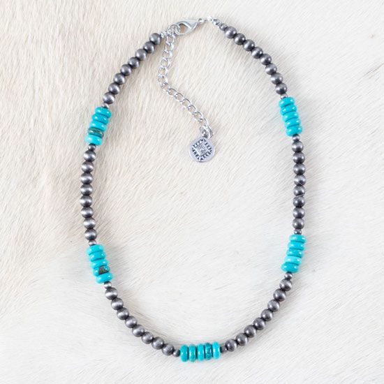Navajo Pearl & Turquoise Beaded Necklace