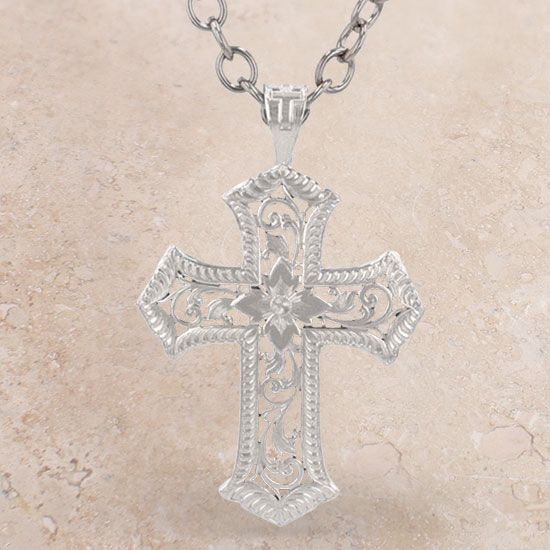 Antiqued Scalloped Cross Necklace