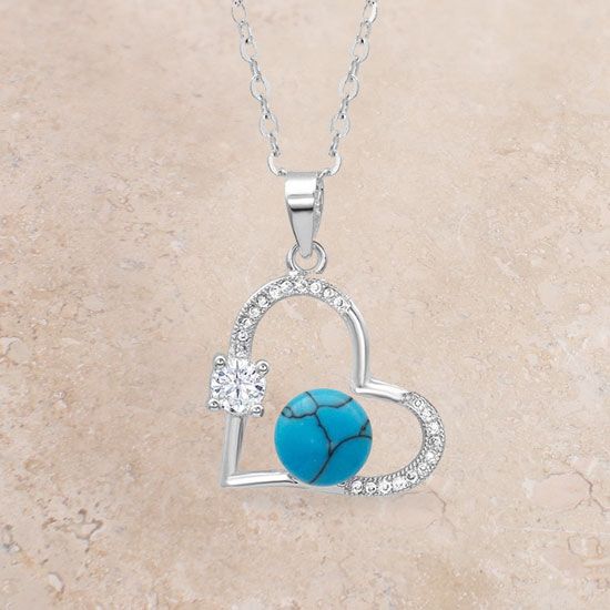 Open Heart Turquoise Pearl Necklace