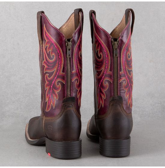 Ariat Women s Round Up Back Zip Western Boots Worn Mocha