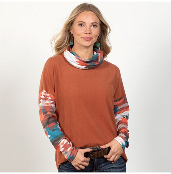 Miryam Aztec Cowl Neck Top