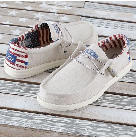 Hey Dude Wally Off White Patriotic Shoes