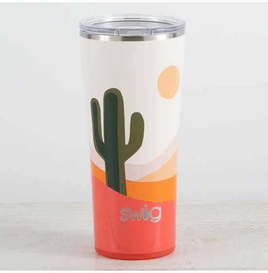 Swig Life 22oz Travel Mug | Insulated Stainless Steel Tumbler with Handle | Boho Desert, Orange