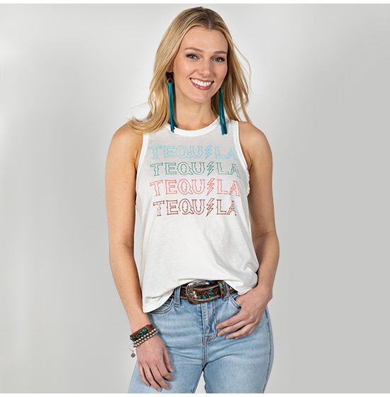 Rock & Roll Cowgirl Tequila Times Four Tank Top