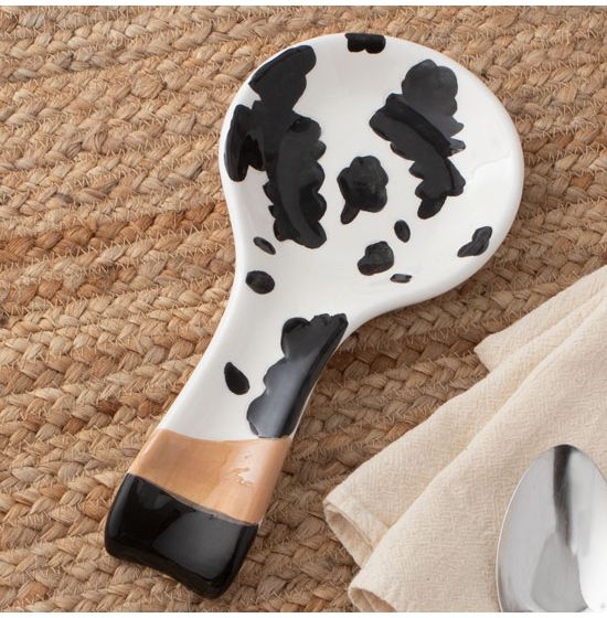 Modern Farmhouse Black and White Cow Print Spoon Rest