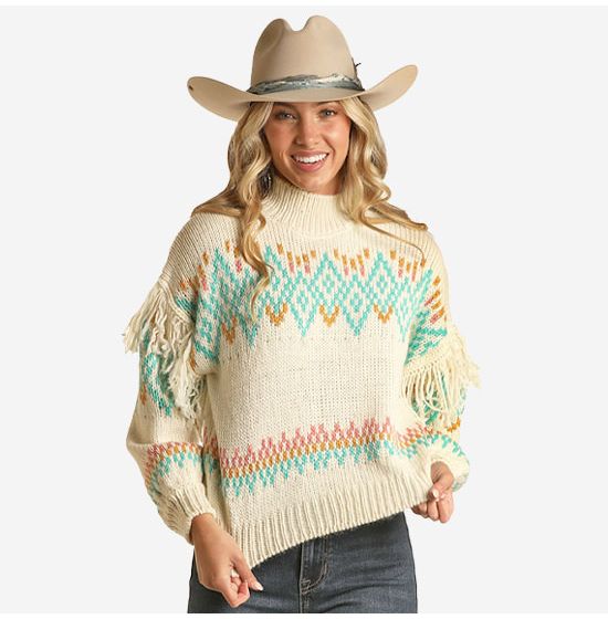 Rock & Roll Denim Wild West Fringe Sweater