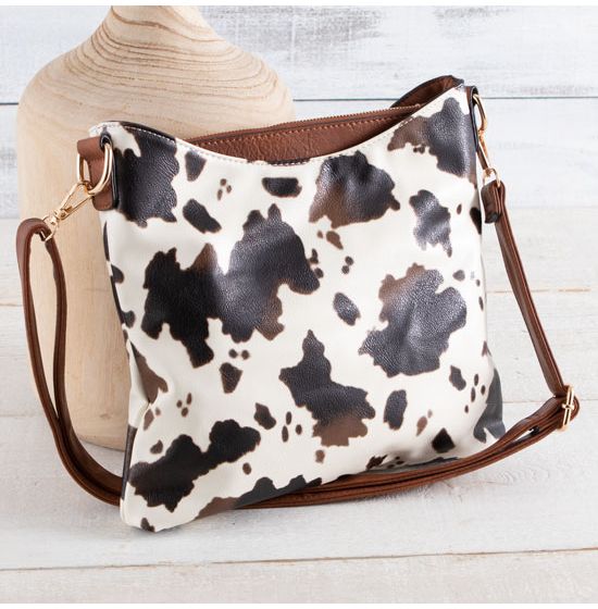 Cow Print Chain Strap Crossbody Wallet