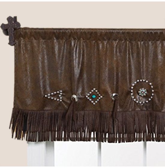 Distressed Brown Fringed Valance 