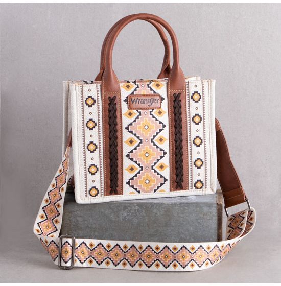 Wrangler Southwestern Coffee Canvas Small Tote Bag