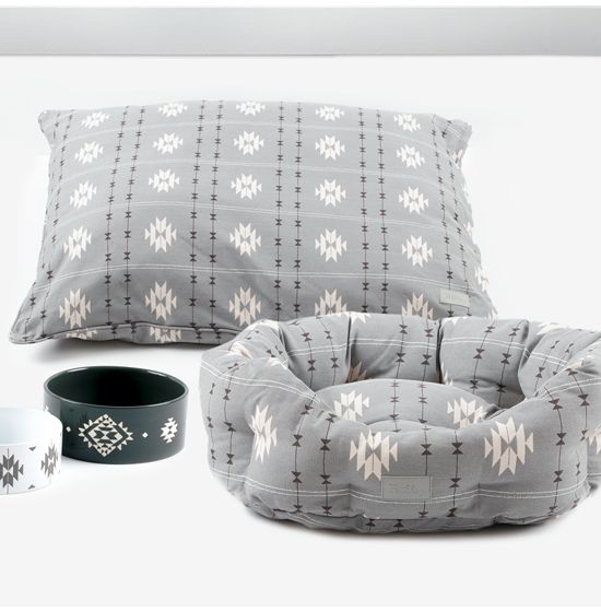 Aztec Grey Pillow Dog Bed