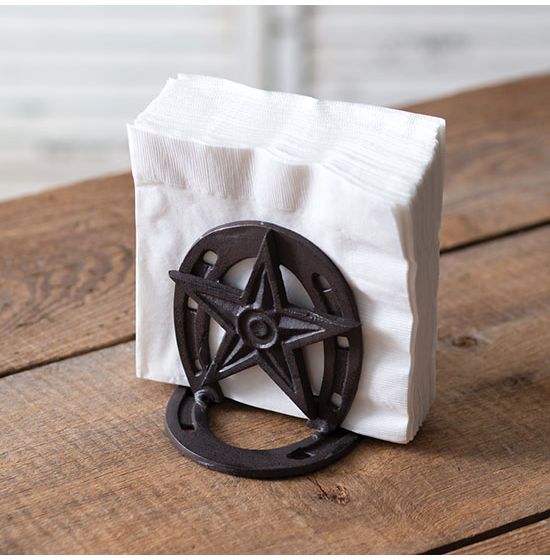 Western Cast Iron Horseshoe Star Napkin Holder