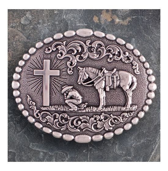 Scalloped Praying Cowboy Buckle