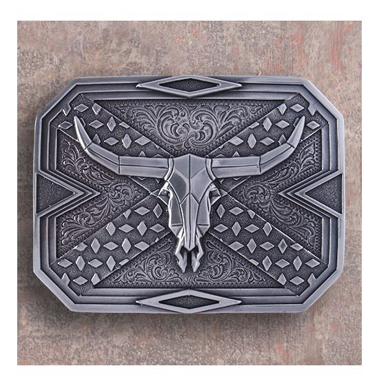 Nocona Tread Plate Longhorn Buckle