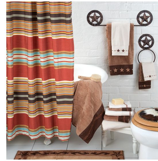 Red and tan sales shower curtain