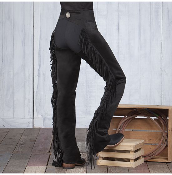 Premium Black Ultrasuede Chaps With Stretch Panel