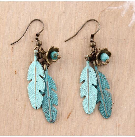 Wild Spirit Turquoise Feather Earrings