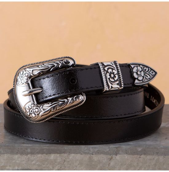 Western Silver Belt Black