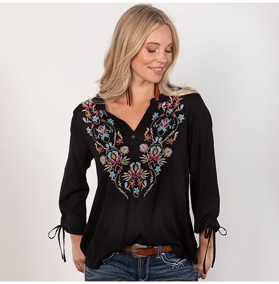 Roper Colorful Floral Peasant Top