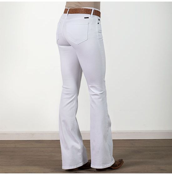 Kancan Mid-Rise White Flare Jeans