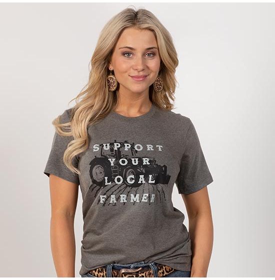 Support Your Local Farmer Grey Tee Shirt