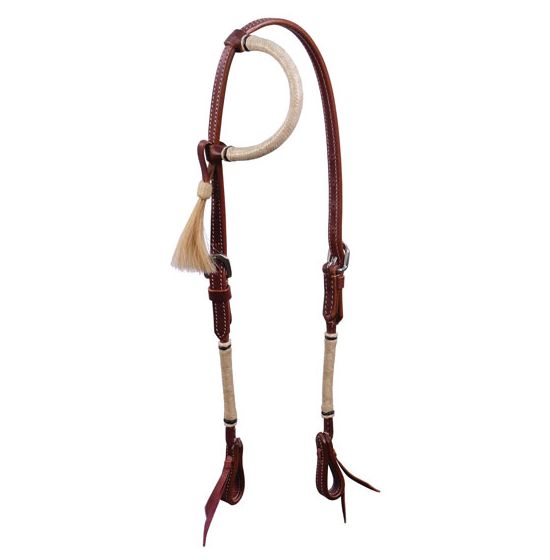 Details about   Riata Brand Horse Size Sliding One Ear Leather Headstall w/Rawhide Accents 