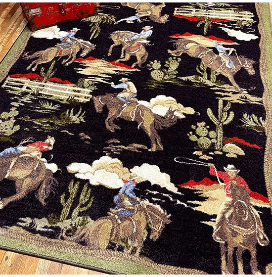 Retro Cowboy Rug-Black