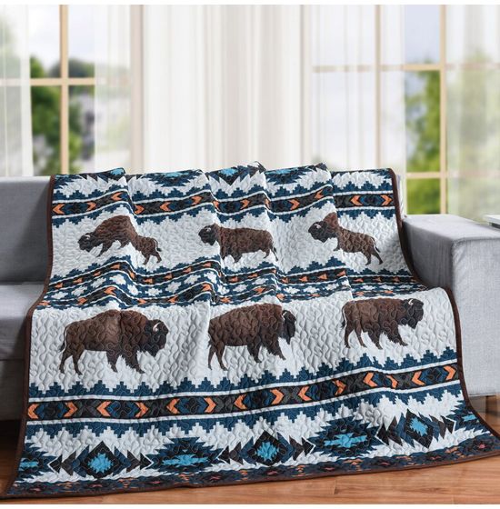 Buffalo Blue 50x60 Quilted Throw Blanket