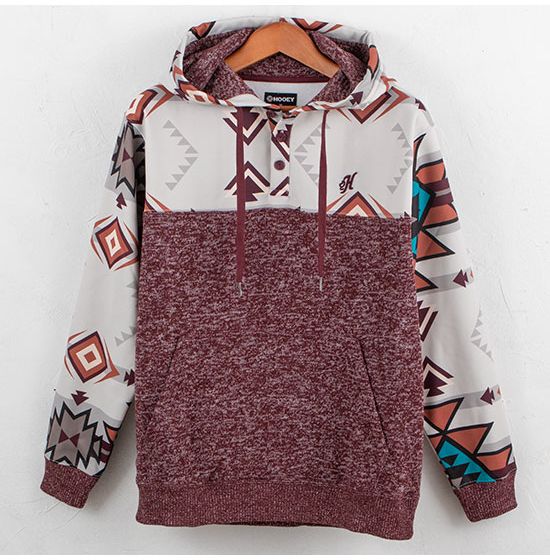 Hooey Maroon Aztec Jimmy Hoodie