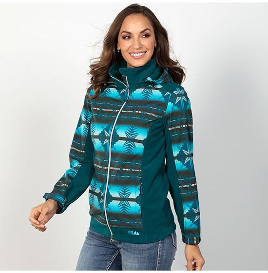 Powder River Teal Softshell Aztec Jacket