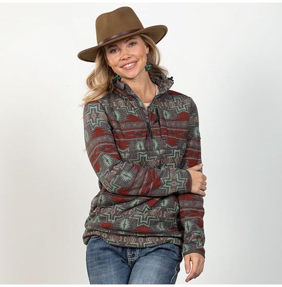 Powder River Charcoal Aztec Quarter Zip Pullover