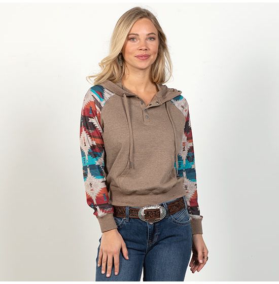 Rock & Roll Cowgirl Rockin' It Out Aztec Hoodie - Cowgirl Delight