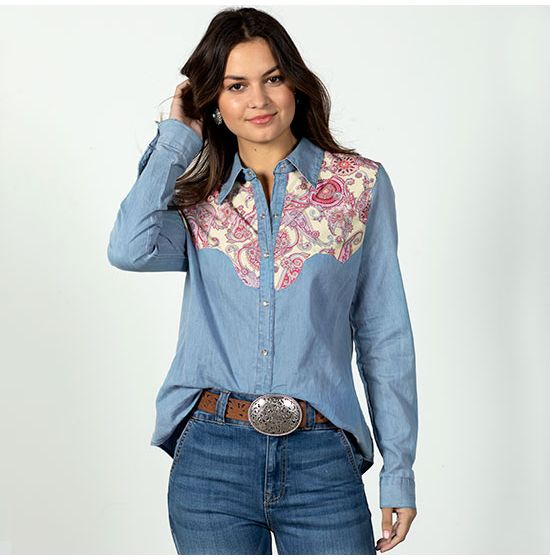 Roper Denim with Pink Paisley Top
