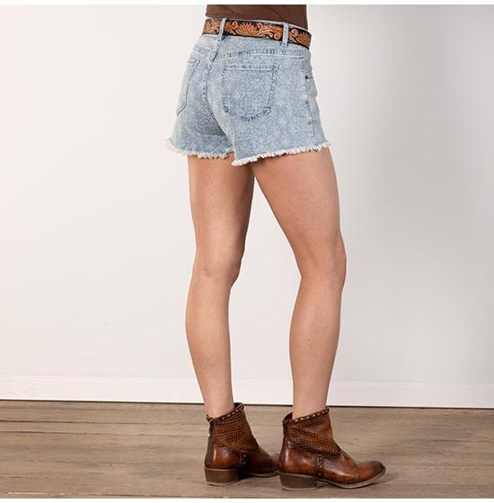 Rock & Roll Cowgirl Damask Mid-Rise Denim Shorts