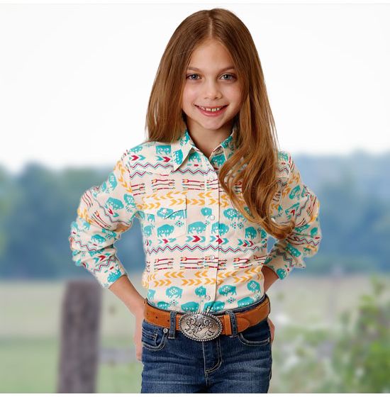 Roper Girls' Buffalo Roam Top