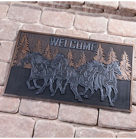 Horses Rubber Welcome Doormat