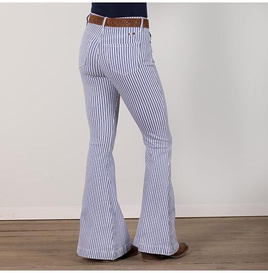 Kancan Stripe High Rise Super Flare Jeans