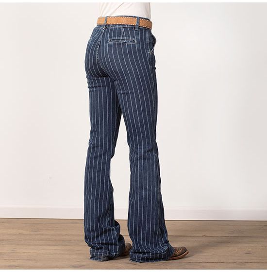 Rock & Roll Cowgirl High Rise Dark Pinstripe Trouser Jeans