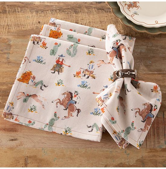 Vintage Cowboy Napkins Set of 4