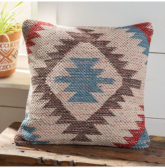Southwest Red And Blue Woven Pillow