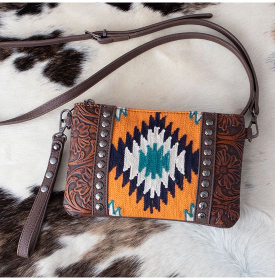 Trinity Ranch Aztec Floral Tooled Clutch