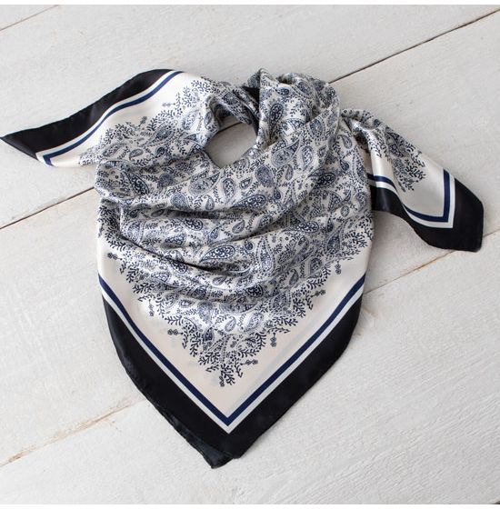 Blue And Cream Paisley Wild Rag