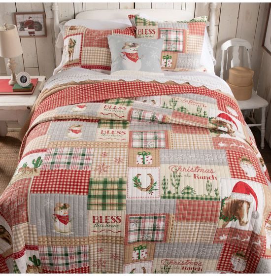 Cowboy Christmas Quilted Bedding Collection